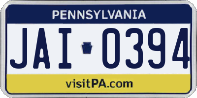 PA license plate JAI0394