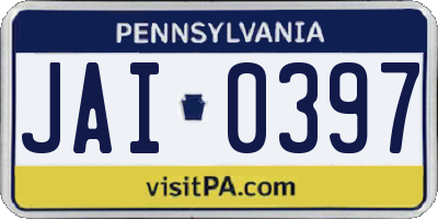 PA license plate JAI0397