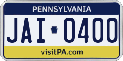 PA license plate JAI0400