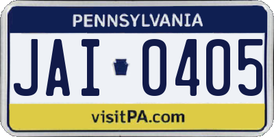 PA license plate JAI0405