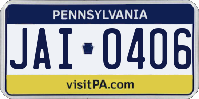 PA license plate JAI0406