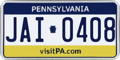 PA license plate JAI0408