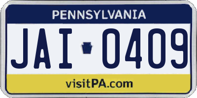 PA license plate JAI0409