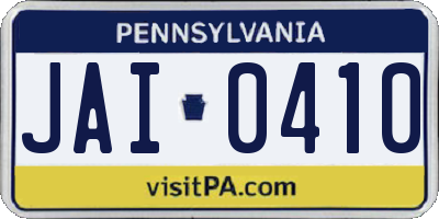 PA license plate JAI0410