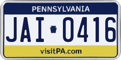 PA license plate JAI0416