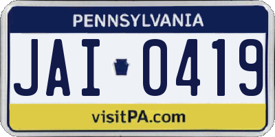 PA license plate JAI0419