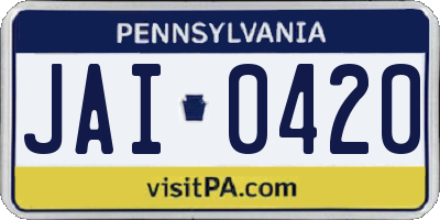 PA license plate JAI0420