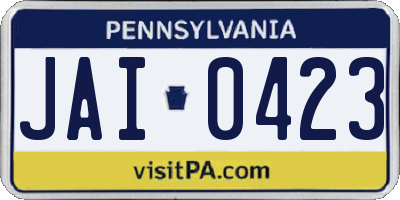 PA license plate JAI0423