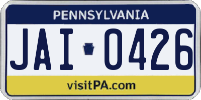 PA license plate JAI0426