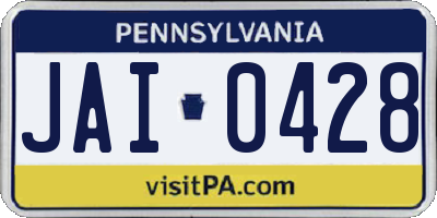 PA license plate JAI0428