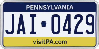 PA license plate JAI0429