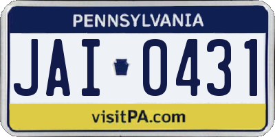 PA license plate JAI0431