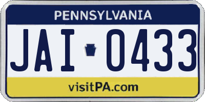 PA license plate JAI0433