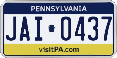 PA license plate JAI0437