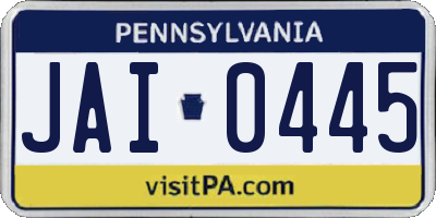 PA license plate JAI0445