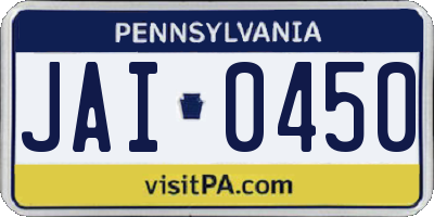 PA license plate JAI0450