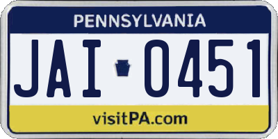 PA license plate JAI0451