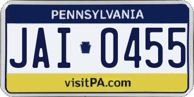 PA license plate JAI0455