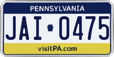 PA license plate JAI0475