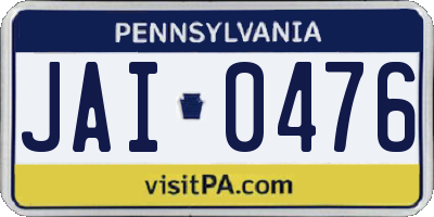 PA license plate JAI0476