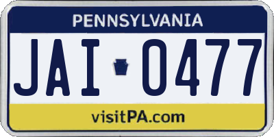 PA license plate JAI0477