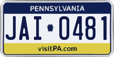 PA license plate JAI0481