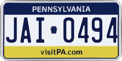 PA license plate JAI0494