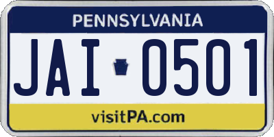 PA license plate JAI0501