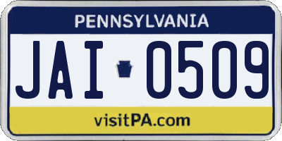 PA license plate JAI0509
