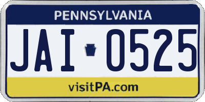 PA license plate JAI0525