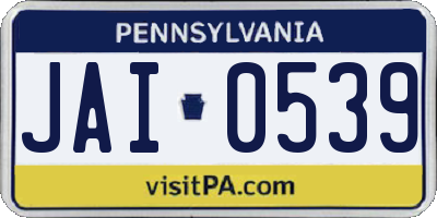 PA license plate JAI0539