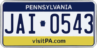 PA license plate JAI0543