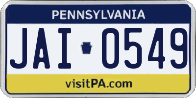 PA license plate JAI0549