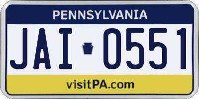 PA license plate JAI0551