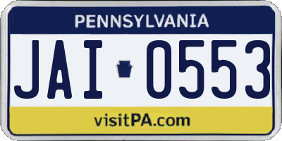 PA license plate JAI0553