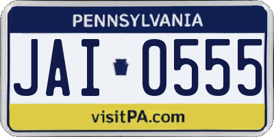 PA license plate JAI0555