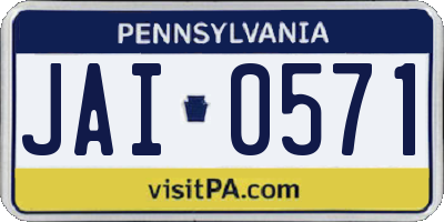 PA license plate JAI0571