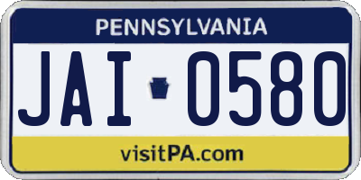 PA license plate JAI0580