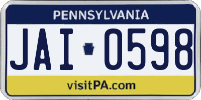 PA license plate JAI0598