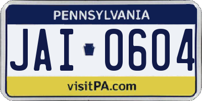 PA license plate JAI0604