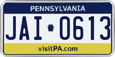 PA license plate JAI0613