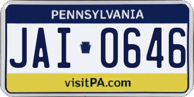 PA license plate JAI0646