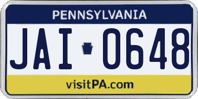 PA license plate JAI0648