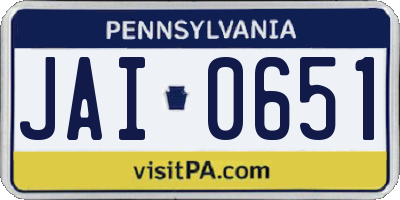 PA license plate JAI0651
