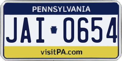 PA license plate JAI0654