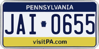 PA license plate JAI0655