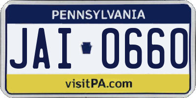 PA license plate JAI0660