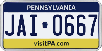 PA license plate JAI0667
