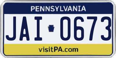 PA license plate JAI0673