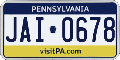 PA license plate JAI0678